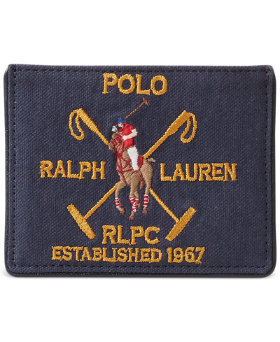 Polo Ralph Lauren Men's Crest Canvas & Leather Card Case In Newport Navy