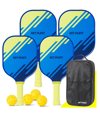 Net Playz Pickleball Paddles Pickleball Set, Usapa Approved 2 Child Size 2 Adult Size, Family Set For Kids, Pa In Blue