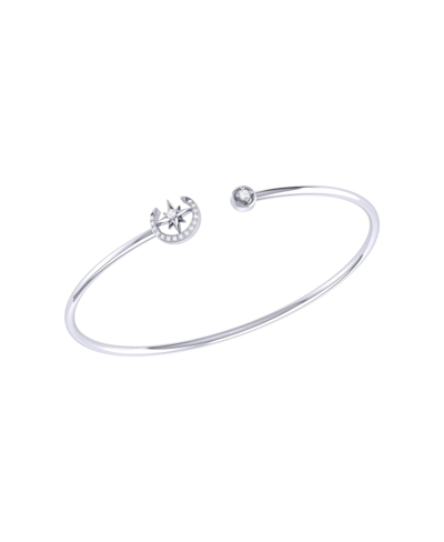 Luvmyjewelry North Star Crescent Adjustable Diamond Cuff In Sterling Silver In Grey