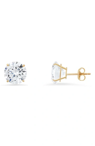 Queen Jewels 10k Gold Round Cubic Zirconia Stud Earrings In Gold/6mm