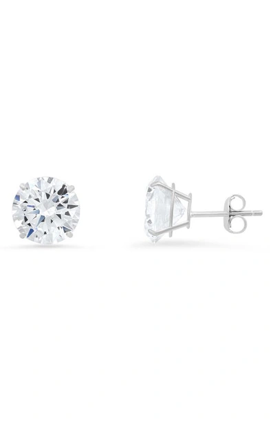 Queen Jewels 10k Gold Round Cubic Zirconia Stud Earrings In White Gold/8mm