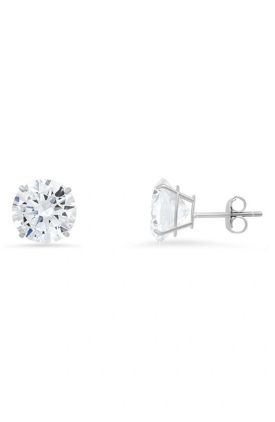 Queen Jewels 10k Gold Round Cubic Zirconia Stud Earrings In White Gold/6mm