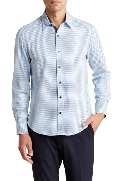 Construct Slim Fit Multi Dot Print Four-way Stretch Performance Button 
