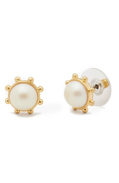 Kate Spade Imitation Pearl Bezel Stud Earrings In Cream