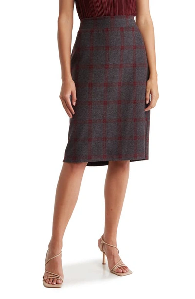 Renee C Plaid Pencil Skirt In Charcoal