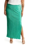 Renee C Plissé Maxi Skirt In Emerald Green