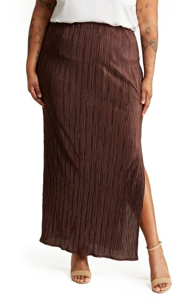 Renee C Plissé Maxi Skirt In Brown
