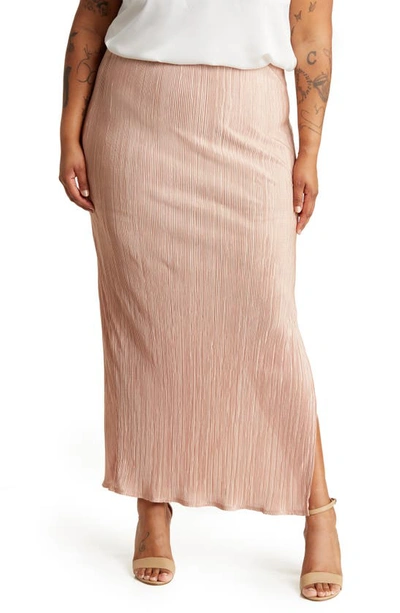 Renee C Plissé Maxi Skirt In Rose