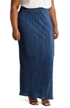 Renee C Plissé Maxi Skirt In Navy
