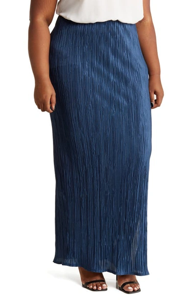 Renee C Plissé Maxi Skirt In Navy