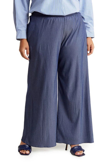 Renee C Pleated Straight Leg Pants In Indigo