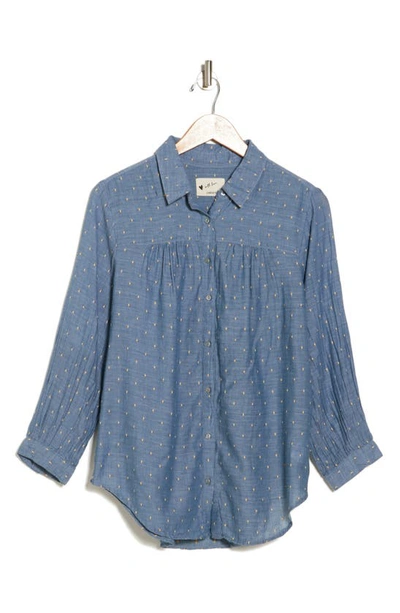 Current Elliott The Seaside Chambray Button-up Shirt In Chambray Swiss Dot