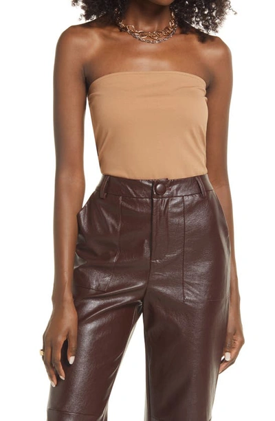 Open Edit Jersey Tube Top In Tan Smoke