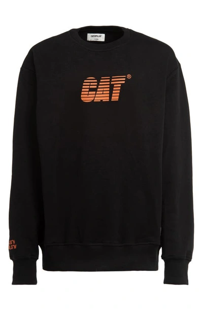 Cat Wwr Destructed Logo Sweatshirt In Black