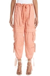 Isabel Marant Nazemi Tapered-leg Ankle Pull-on Cargo Pants In Peach