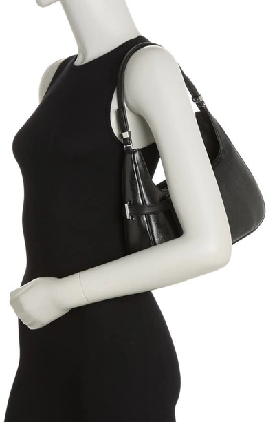 Calvin Klein Becky Waxed Shoulder Bag In Black/ Silver