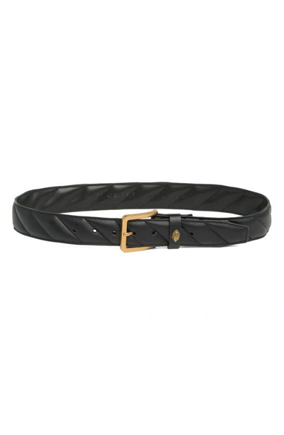 Kg Kurt Geiger Quilted Belt In Black/ Antique Brass