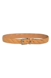 Kg Kurt Geiger Quilted Belt In Camel/ Antique Silver