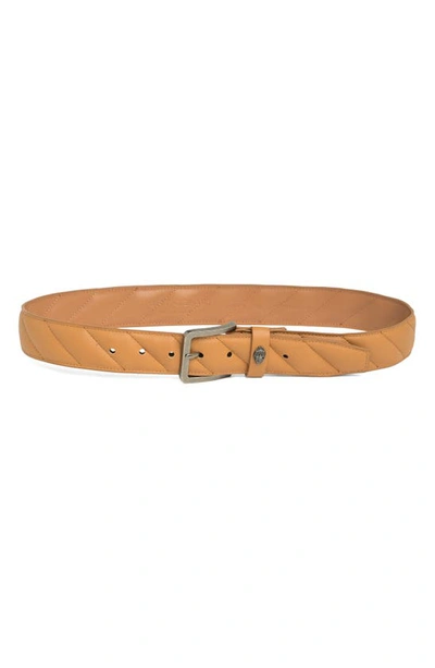 Kg Kurt Geiger Quilted Belt In Camel/ Antique Silver