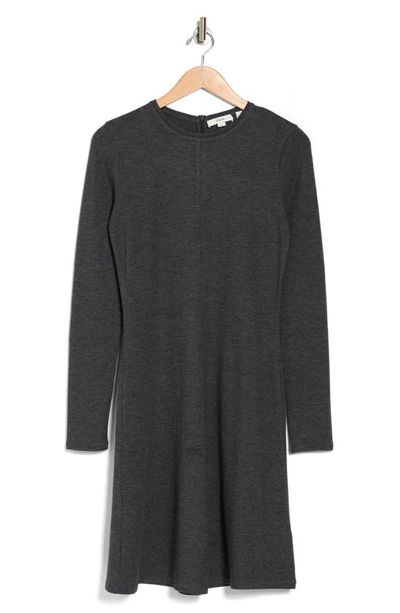 Vince Long Sleeve A-line Dress In Heather Charcoal