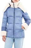 DAWN LEVY PUFFER JACKET WITH GENUINE SHEARLING TRIM