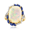 ROSS-SIMONS ETHIOPIAN OPAL AND SAPPHIRE RING WITH . DIAMONDS IN 14KT YELLOW GOLD