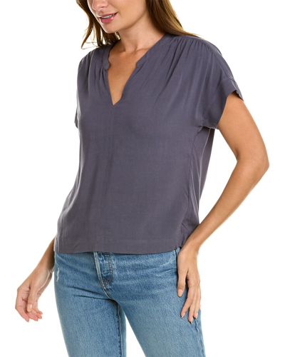 Splendid Wynne Linen-blend Blouse In Ash Navy