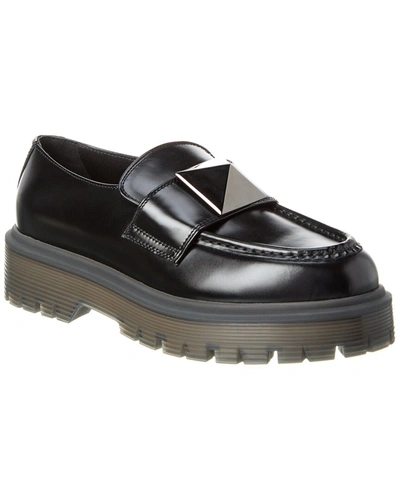 Valentino Garavani One Stud 45 Leather Loafer In Black