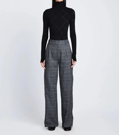 Proenza Schouler Plaid Suiting Wide Leg Trouser In Medium Grey