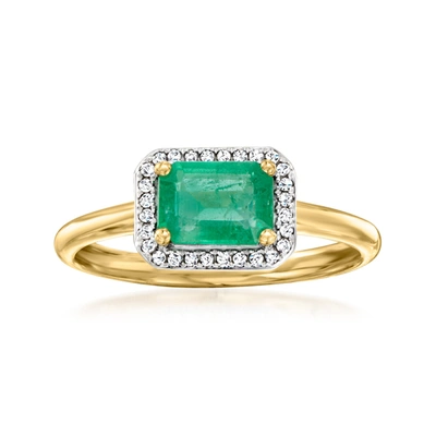 Ross-simons Emerald Ring With Diamond Accents In 18kt Yellow Gold In Green