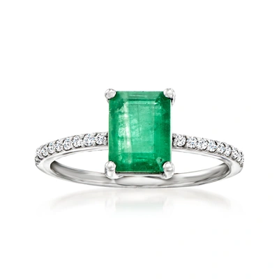 Ross-simons Emerald And . Diamond Ring In 14kt White Gold In Green