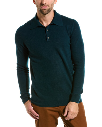 Forte Cashmere Solid Cashmere Polo Sweater In Green