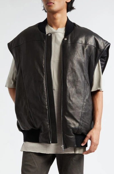 Rick Owens Jumbo Flight Waistcoat In Black Leather