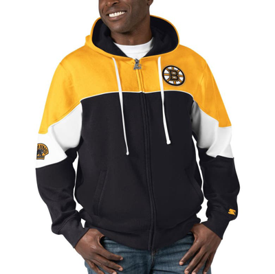 Starter Men's  Black, Gold Pittsburgh Penguins Power Forward Full-zip Hoodie In Black,gold