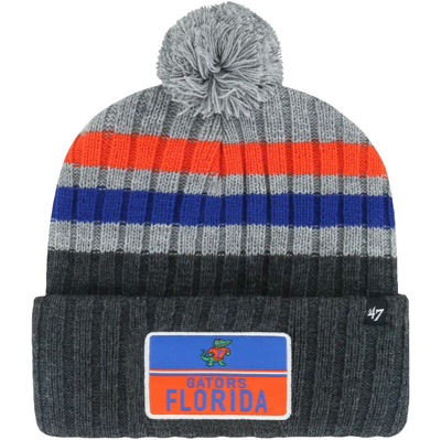 47 ' Charcoal Florida Gators Stack Striped Cuffed Knit Hat With Pom