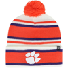 47 YOUTH '47  WHITE CLEMSON TIGERS STRIPLING CUFFED KNIT HAT WITH POM