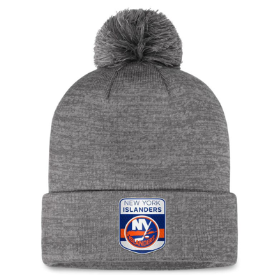 Fanatics Branded  Gray New York Islanders Authentic Pro Home Ice Cuffed Knit Hat With Pom