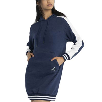 Lusso Navy Atlanta Braves Mara Tri-blend Hoodie Dress
