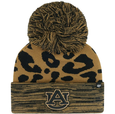 47 '  Brown Auburn Tigers Rosette Cuffed Knit Hat With Pom
