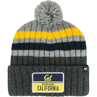 47 ' Charcoal Cal Bears Stack Striped Cuffed Knit Hat With Pom