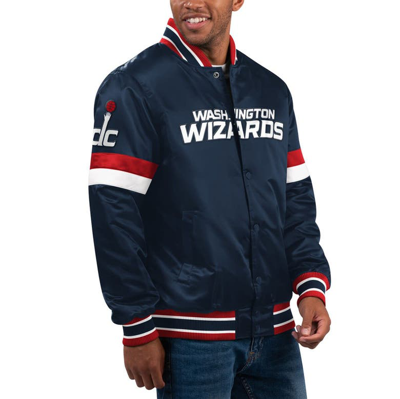 Starter Navy Washington Wizards Home Game Satin Full-snap Varsity Jacket