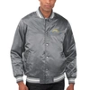 Starter Gray Los Angeles Chargers Locker Room Satin Varsity Full-snap Jacket In Gray