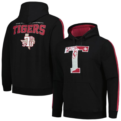 Fisll Black Texas Southern Tigers Striped Oversized Print Pullover Hoodie