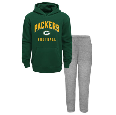 Outerstuff Kids' Toddler Green/heather Grey Green Bay Packers Play By Play Pullover Hoodie & Trousers Set