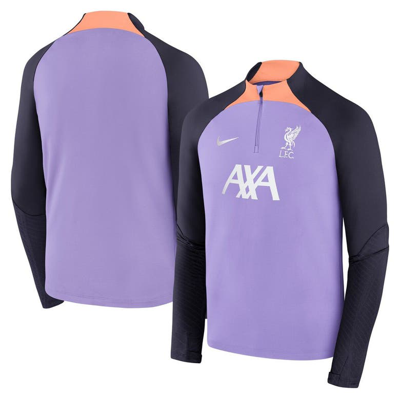 NIKE YOUTH NIKE PURPLE LIVERPOOL 2023/24 STRIKE DRILL PERFORMANCE RAGLAN QUARTER-ZIP TOP