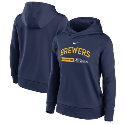 Nike Navy Milwaukee Brewers 2023 Postseason Authentic Collection Dugout Fleece Pullover Hoodie