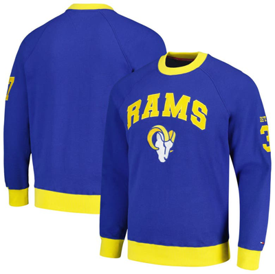 Tommy Hilfiger Royal Los Angeles Rams Reese Raglan Tri-blend Pullover Sweatshirt