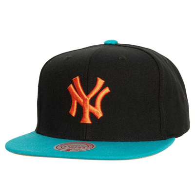 Mitchell & Ness Men's  Black, Teal New York Yankees Citrus Cooler Snapback Hat
