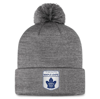 FANATICS FANATICS BRANDED  GRAY TORONTO MAPLE LEAFS AUTHENTIC PRO HOME ICE CUFFED KNIT HAT WITH POM