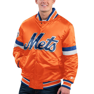 Starter Orange New York Mets Home Game Satin Full-snap Varsity Jacket